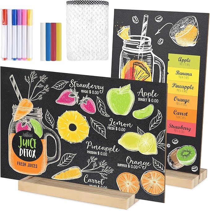BOUBONI 2 Pack Small Chalkboard Signs by Bringsparkletoeverydaylife