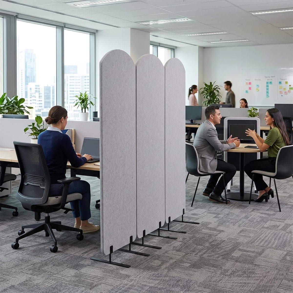 3 Panel Office Partitions with Whiteboard, 72" x 66" Temporary Wall...