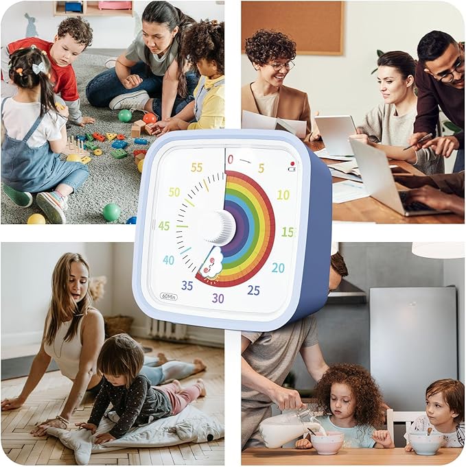 Yunbaoit Visual Timer with Protective Case, Rainbow Disk 60 Minute Countdown - Image 7
