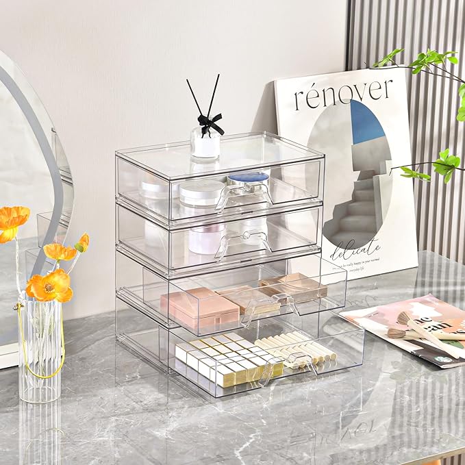 2 Pack Stackable Makeup Organizer, 12.1''L Acrylic Bathroom Organizer and - Image 7
