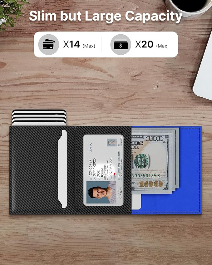 typecase Mens Wallet Card Holder: Pop Up Aluminum Case, Genuine Leather - Image 2