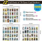 Joyppy Mini Tarot Stickers for Journaling – 1008 PCS Rider Waite Tarot Card Sticker Set,1.25" x 0.78", Waterproof Glossy Vinyl for Planner, Scrapbooking & DIY Crafts, Includes 4 Cheat Sheets