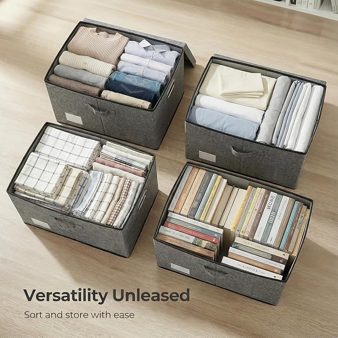 PRANDOM Storage Bins with Lids Linen Fabric Foldable Storage Boxes Organizer - Image 7