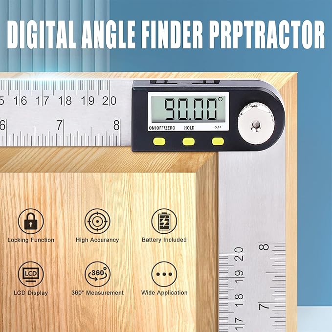 Delgada 8 inch/200mm Digital Angle Finder Ruler - Image 6