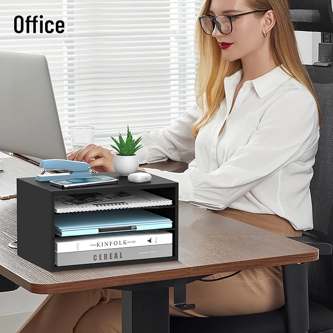 SHARKWOODS Wood Desk Organizer, 3 Tier Paper Tray Organizer - Image 8