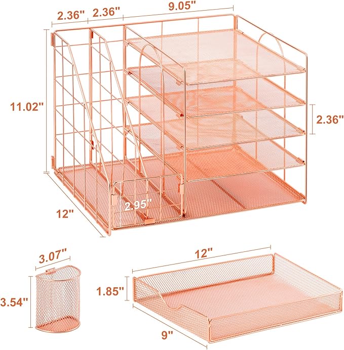Marbrasse Rose Gold Desk Organizer - Image 6