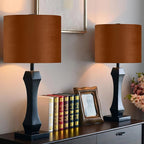 GO&SO Burnt Orange Velvet Drum Lamp Shades Set of 2 Medium, Replacement Lamp - Image 7