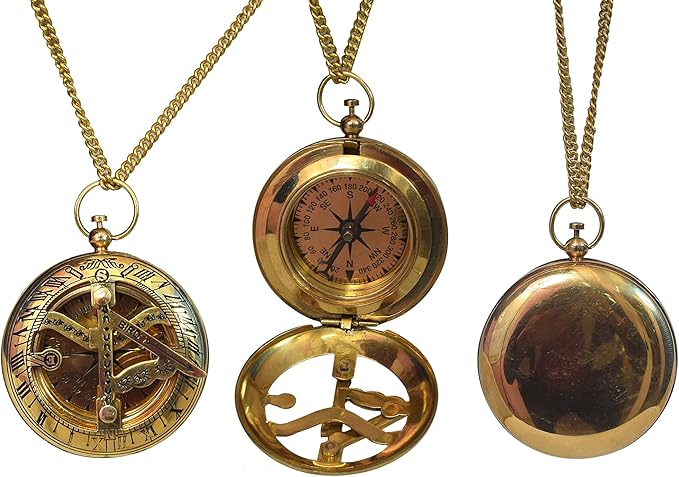 Handcrafted Vintage Brass Sundial Compass – Antique Nautical Sun Clock - Image 4