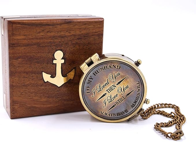 to My Husband I Loved You, Camping Compass Engraved - Image 4