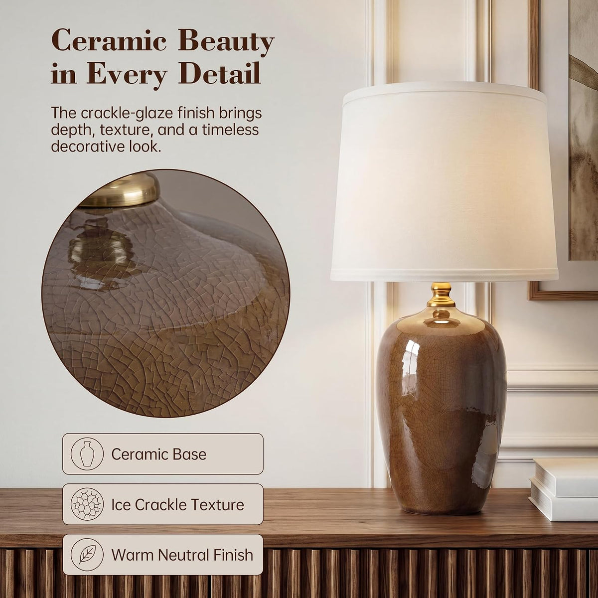 Dawnwake 19.1" Ceramic Table Lamps Set of 2 for Bedroom Living Room,Coffee
