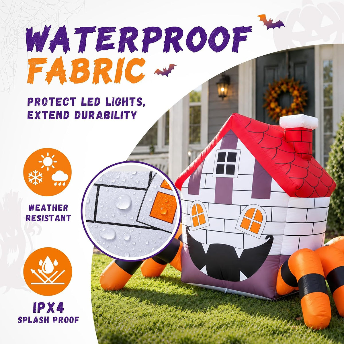 5FT Inflatable Halloween Decoration Outdoor, Blow Up Spider Yard LEDs Decor