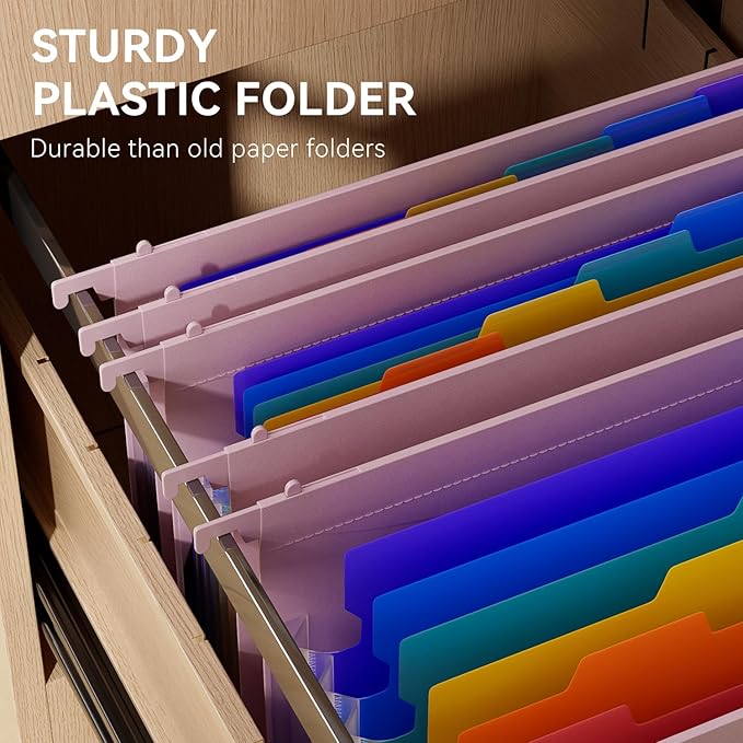 ThinkTex Plastic Expanding Hanging File Folders, 7 Innovative 1.2" Accordion - Image 3