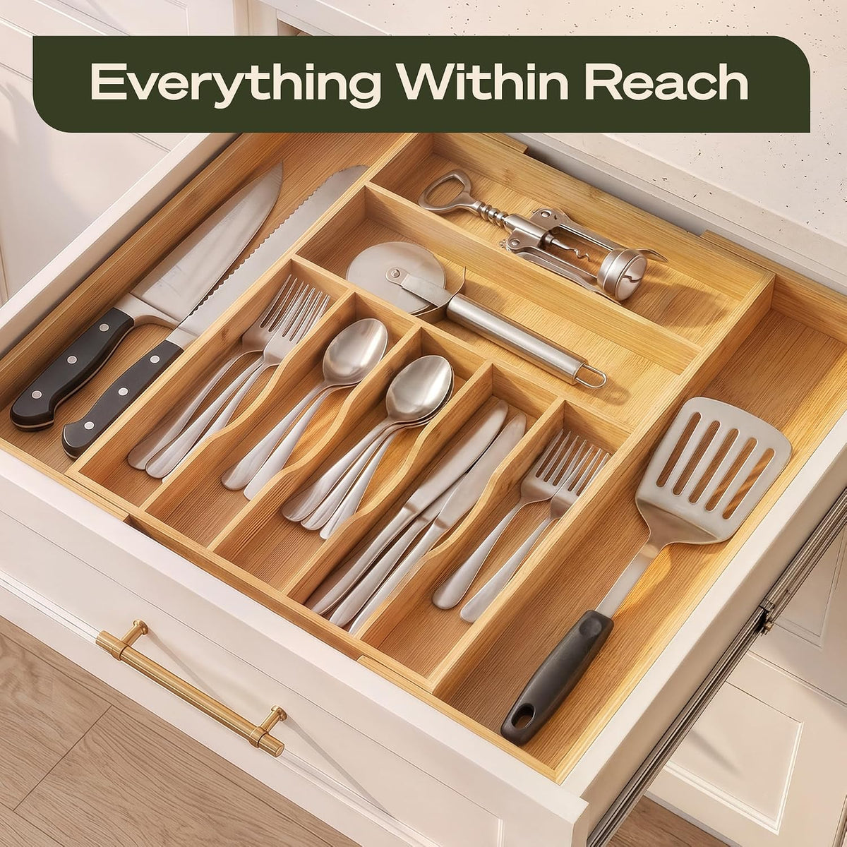 ROYAL CRAFT WOOD Luxury Bamboo Kitchen Drawer Organizer for Kitchen Organizat...