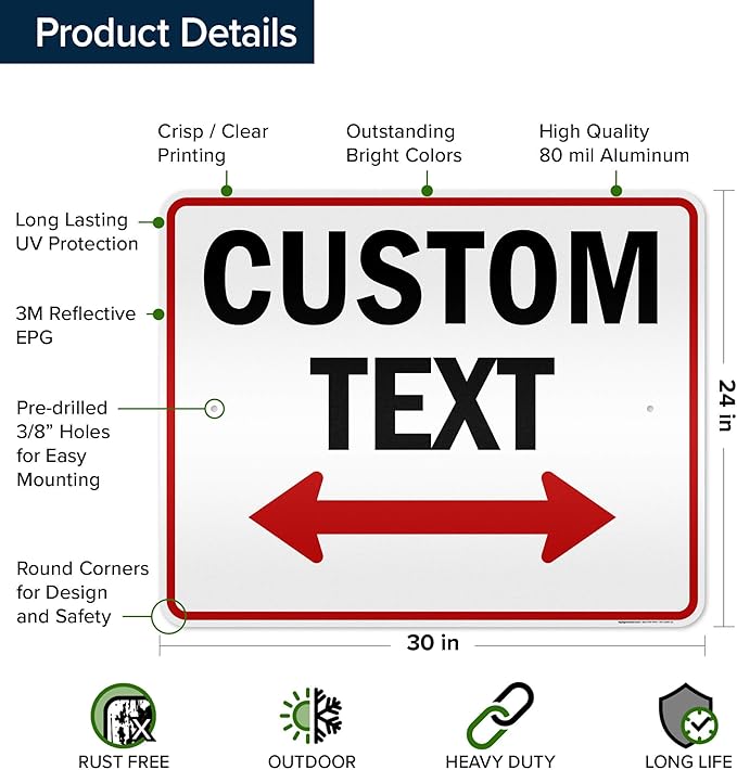 Custom Arrow, Custom Directional Sign, Two Way Arrow, 24x30 Inches, 3M EGP - Image 6