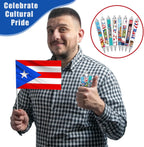 Sayglossy 48 Pcs Puerto Rico Party Souvenirs Gifts Puerto Rico Ballpoint Pens with Flags Frog Hibiscus Flowers Pattern for Patriotic Latin American Spanish Party Favors (Novelty Style)
