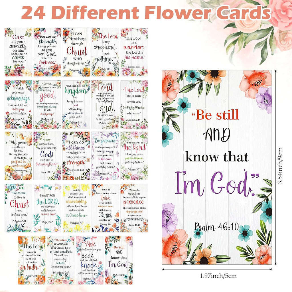 Cinnvoice 24 Set Christian Bulk Gifts for Women, Little Jesus Figures, Bible Verse Pens Gift with Prayer Cards, Religious Vbs Scripture for Easter Sunday Church Inspirational Supply (Floral Style)