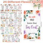 Cinnvoice 24 Set Christian Bulk Gifts for Women, Little Jesus Figures, Bible Verse Pens Gift with Prayer Cards, Religious Vbs Scripture for Easter Sunday Church Inspirational Supply (Floral Style)