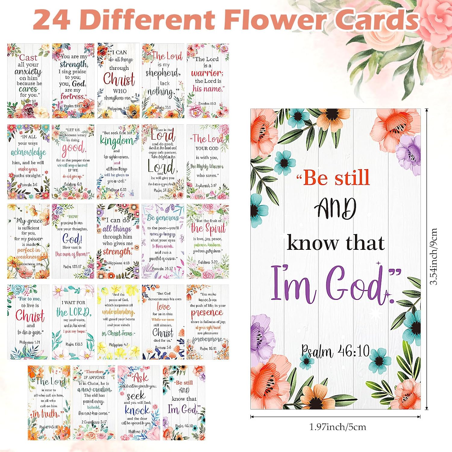 Cinnvoice 24 Set Christian Bulk Gifts for Women, Little Jesus Figures, Bible Verse Pens Gift with Prayer Cards, Religious Vbs Scripture for Easter Sunday Church Inspirational Supply (Floral Style)