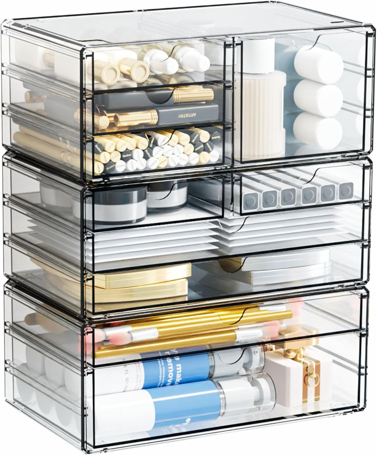 Yieach 3 Pack Clear Storage Drawers With 10 Drawers,Stackable 11.1” Large Acr...