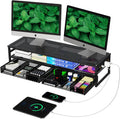 simple trending 2-tier metal dual monitor stand with, main product view