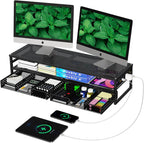 simple trending 2-tier metal dual monitor stand with, main product view