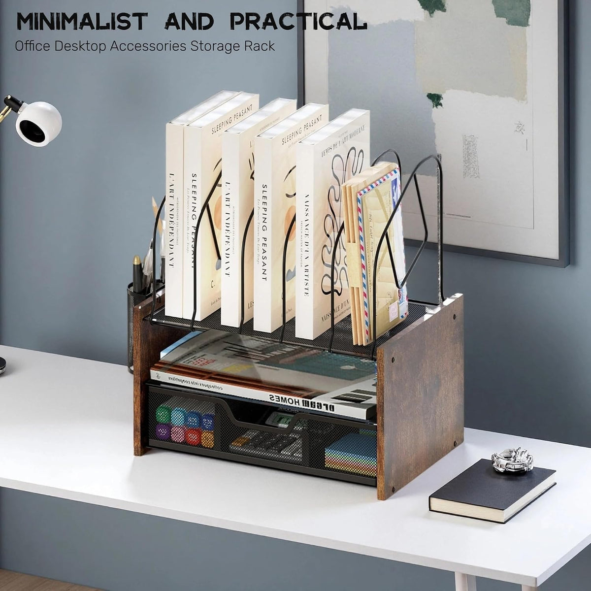 Desk Organizer with Drawer, Desktop File Organizer and Paper Tray Organizer w...