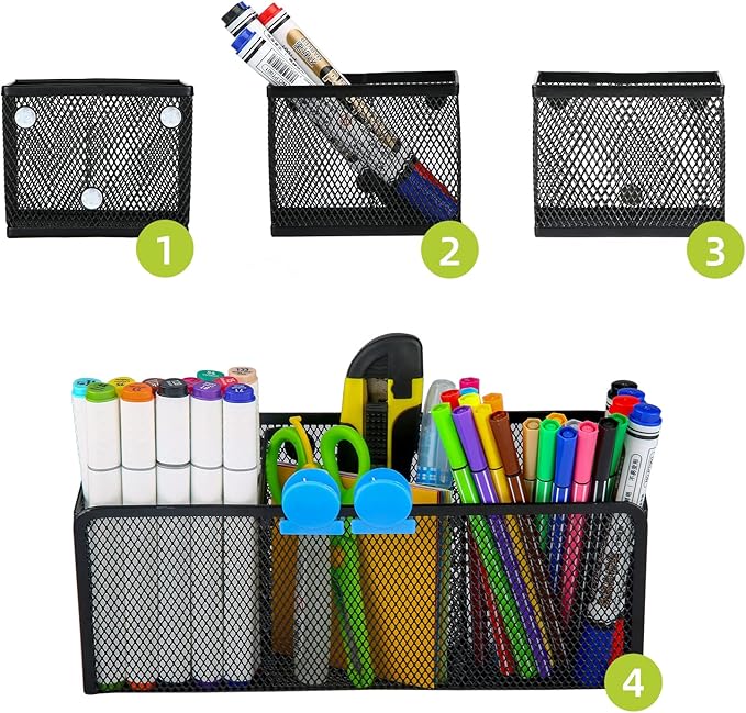 Neudeco Magnetic Pencil Holder, Locker Shelf Organizer, Metal Storage Basket - Image 3