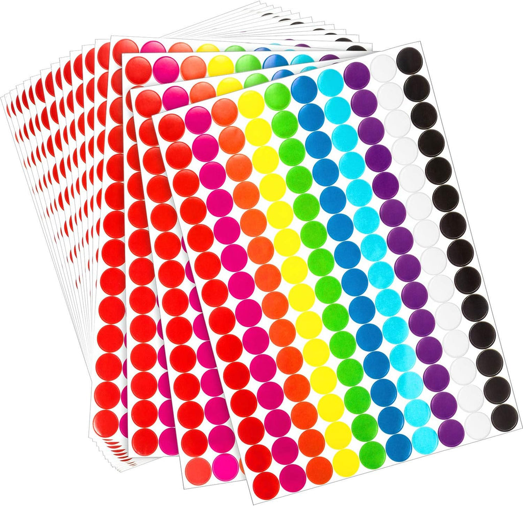 Boao 2800 Pieces 3/4'' Round Dot Stickers, Circle Dot Coding Labels Multicolor, Polka Circle Assorted Colors Sticker for Classroom, Office or Family