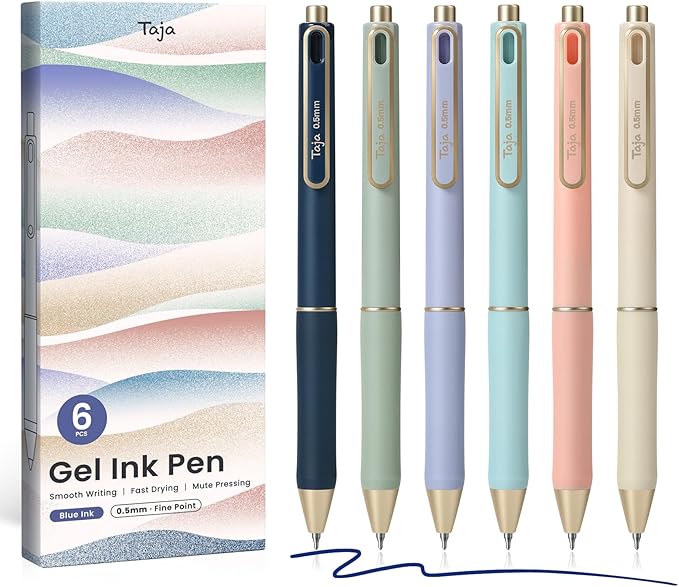 Taja Gel Pens, 0.5mm Fine Point Smooth Writing Pens by Taja