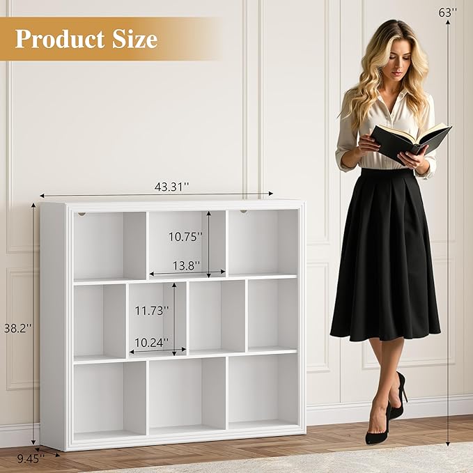 BORNOON Book Shelf with 10-Cube, 43” Wide Bookshelf with Anti-Tip Device - Image 2