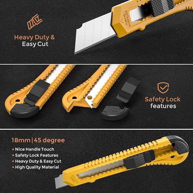 Nicpro 10 Pack Utility Knife Set, Retractable Box Cutters - Image 3