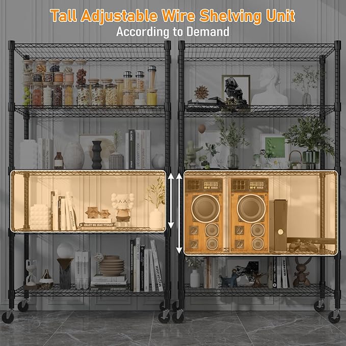 Himimi 5-Tier Heavy Duty Steel Wire Rack Storage Shelving, Adjustable Metal - Image 6