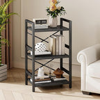 Homeiju Bookshelf, 3 Tier Industrial Bookcase, Metal Small Bookcase, Rustic - Image 4