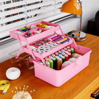 yieach plastic sewing box organizer with handle- portable, side view