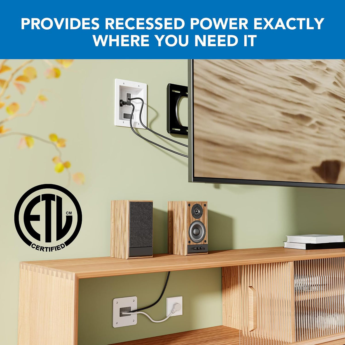 Mount-It! in-Wall TV Cable Concealer Kit with Recessed Power – Triple Outlet,...