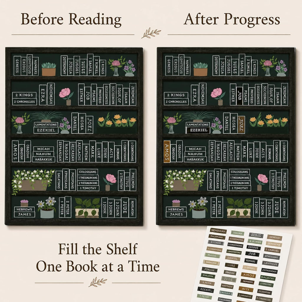 Bible Reading Tracker Bible Labels Bible Study Stickers Bible Study Supplies Unique Gifts for Bible Readers Beginning the Journey of Deeper Reading in the Bible (Macaron Bookshelf)
