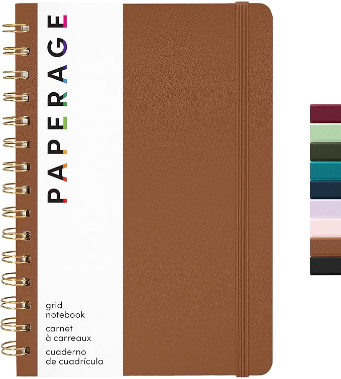 PAPERAGE Graph Paper Spiral Notebook & Journal, 160 Pages, Medium 5.5 inches x by PAPERAGE