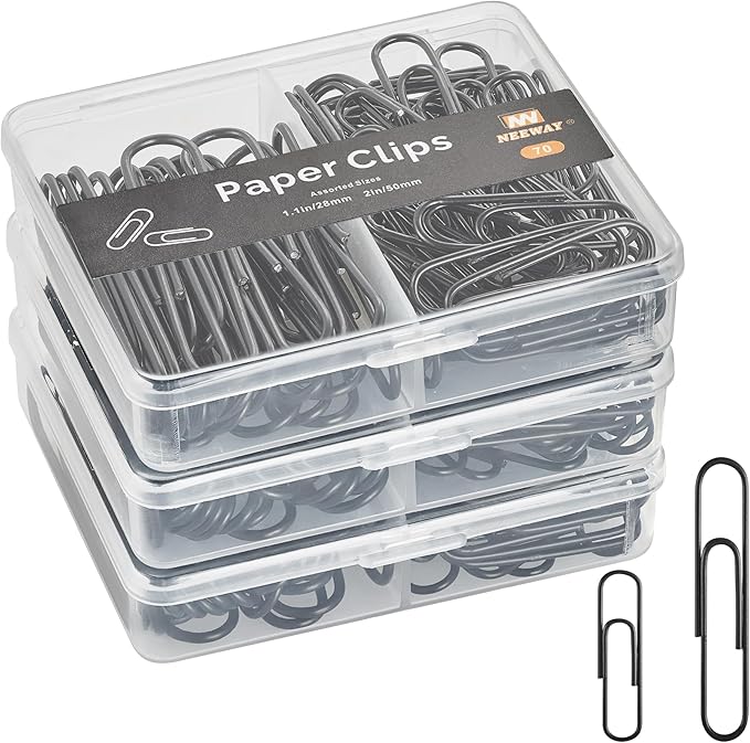 NEEWAY Colorful Paper Clips Assorted Sizes, Small and Large Paperclips by NEEWAY