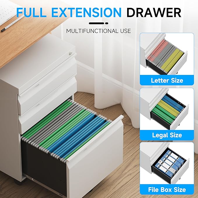 Bestoo 3-Drawer Mobile File Cabinet - Image 5