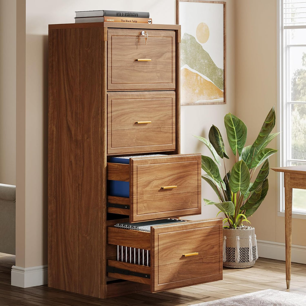 tribesigns 4 drawer file cabinet with lock, filing, main product view