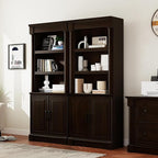 72" Roman Column Bookcase with Double Door Cabinet, 5 Tiers Tall Bookshelf - Image 6