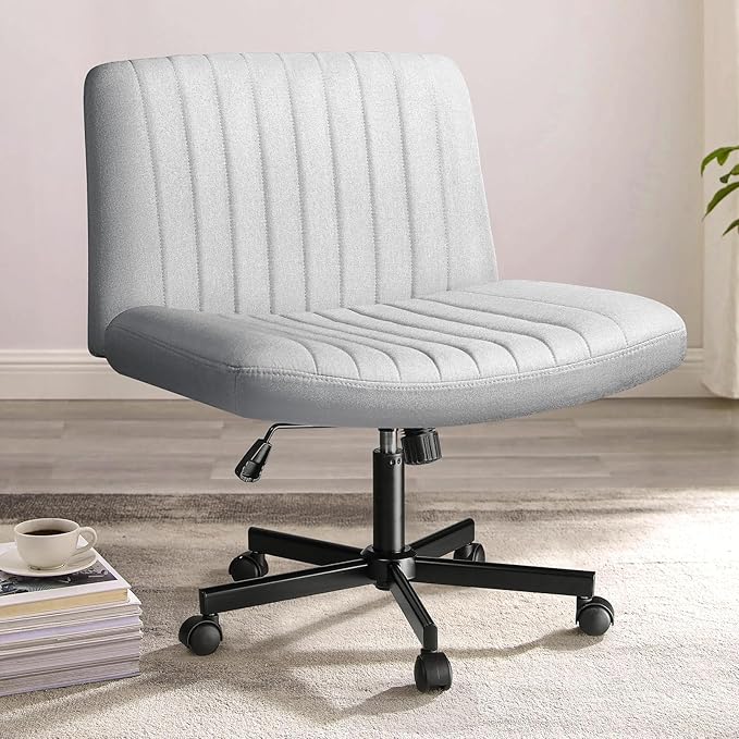 PUKAMI Criss Cross Chair with Wheels, Fabric Padded Armless Cross Legged Office by PUKAMI