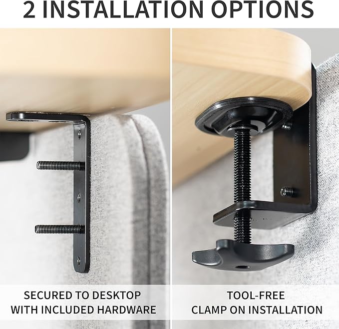 VIVO Clamp-on/Screw-on 60 x 24 inch Privacy Panel, Sound Absorbing Cubicle Desk - Image 4