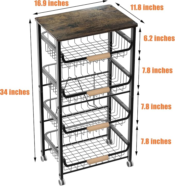 NiuYichee 5-Layer Fruit Basket Kitchen Food Organizer and Rack, Stackable - Image 3