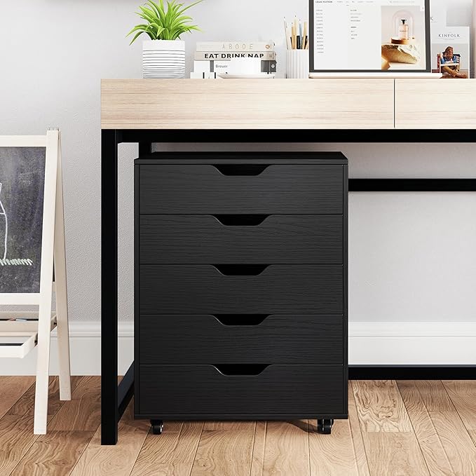 Giantex 5-Drawer Storage Cabinet, Mobile Lateral File Cabinet - Image 5