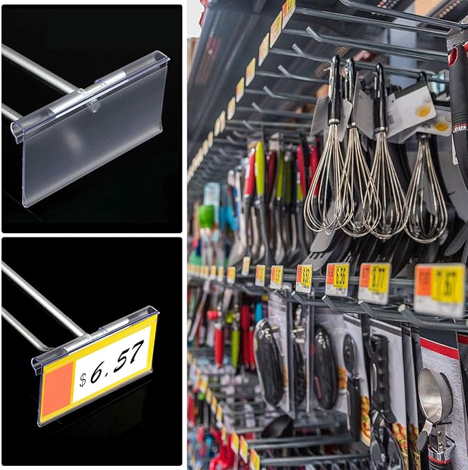 Meetory 50 Pcs Plastic Wire Shelf Label Holders, Retail Shop, Label Papers - Image 5