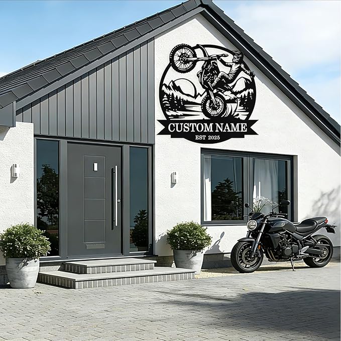Custom Motorcycle Metal Signs Personalized Dirt Biker Name Sign Custom Garage - Image 6