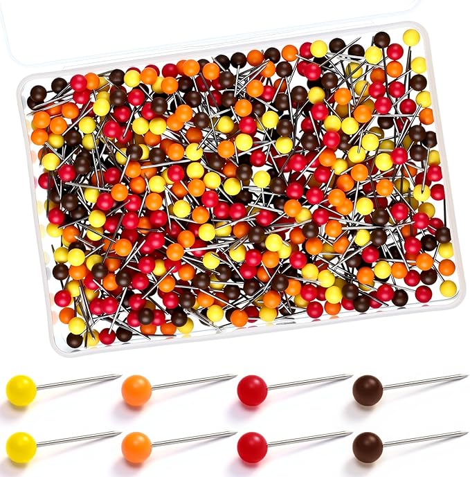 WILLBOND 500 Pack Map Push Pins Map Tacks Small Round Head Push Pins Thumb Tacks by Willbond+Technology+Limited