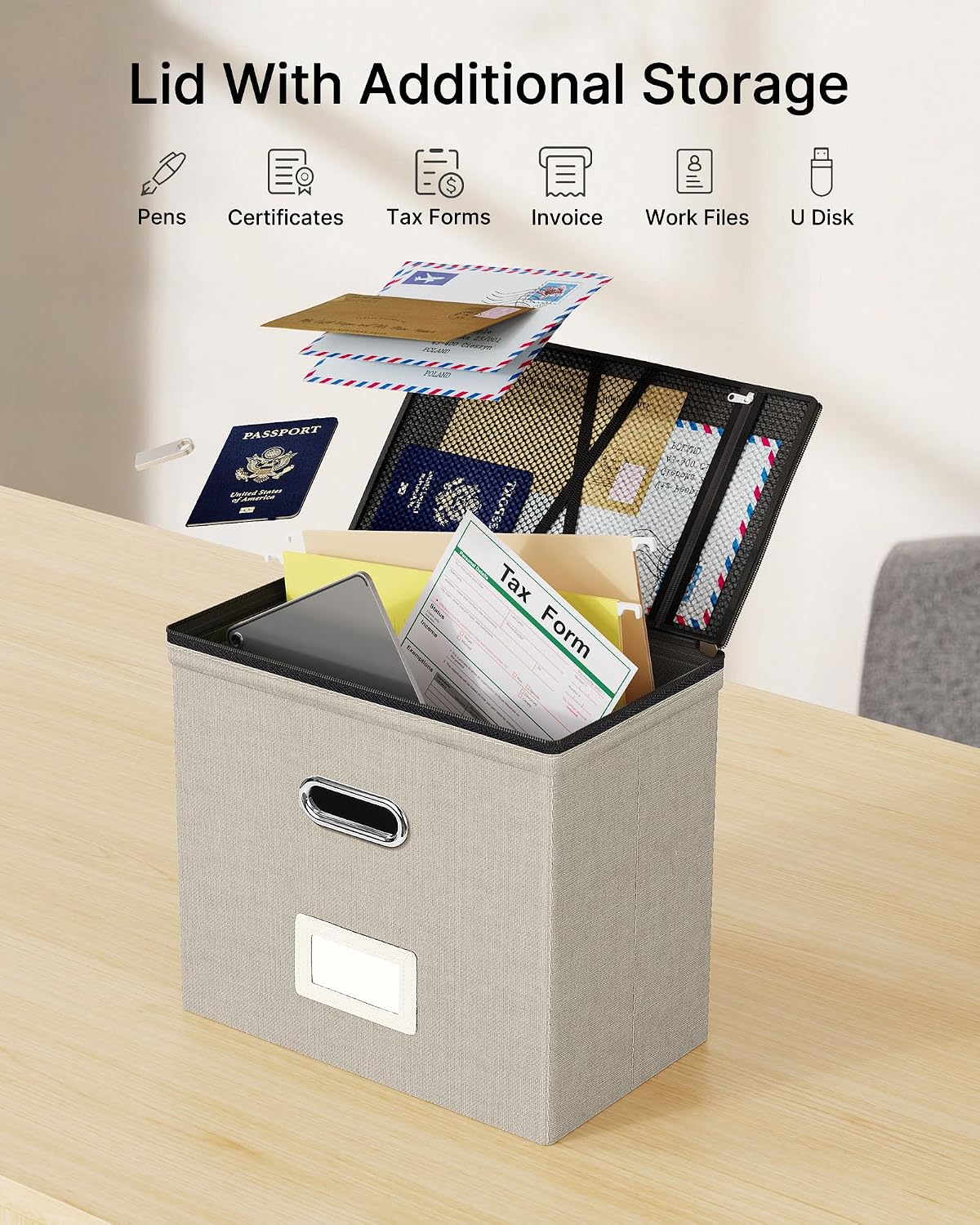 Oterri File Box Small 2-Pack Mesh Pockets Hanging Organizer for Letter-Size