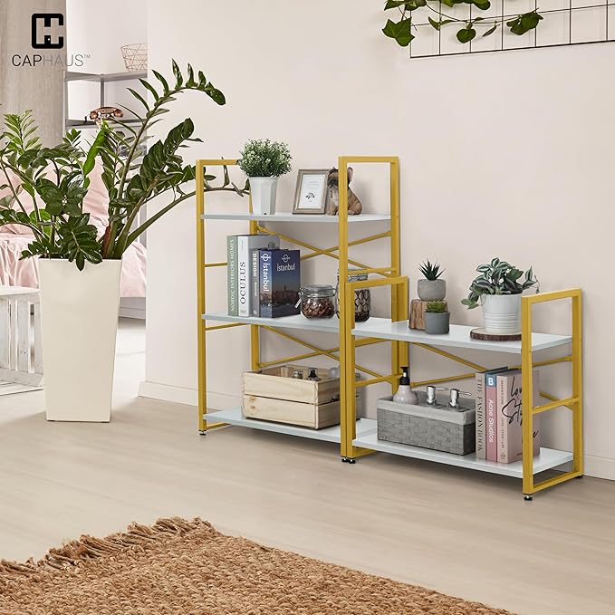 CAPHAUS 2 Tier Small Bookshelf, 24 Inch Width Free Standing Shelf, Bookcase - Image 2